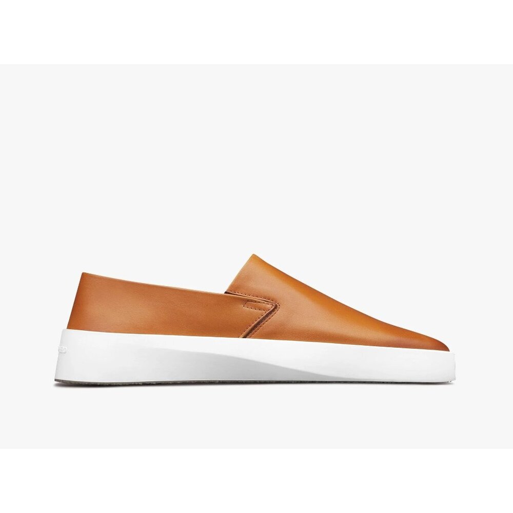 Wolf and Shepherd Tan Italian Leather Slip-On Sneakers Unissx